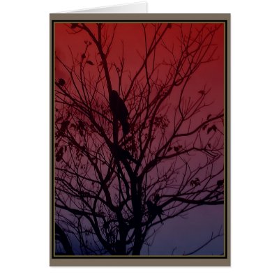 Birds in Tree at Dusk Cards by ambermooncards