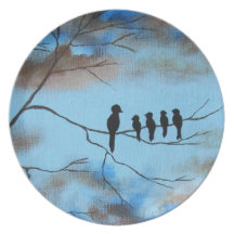 Birds In Tree In Sky Mother's Day Abstract Art Party Plates