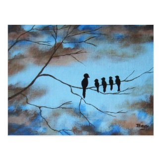 Birds In Tree In Sky Mother's Day Abstract Art Postcards