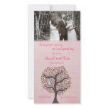 Birds in Tree Pink Thank You Wedding Photo Card