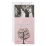 Birds in Tree Pink Thank You Wedding Photo Card