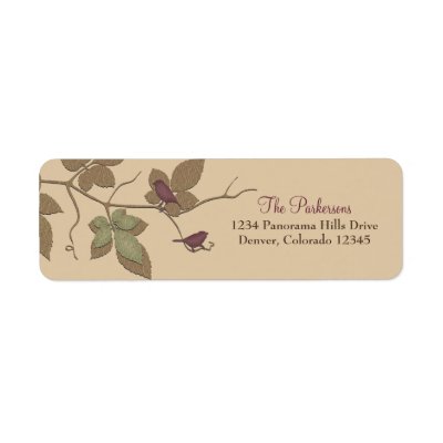 The colors are brown purple green and tan This elegant address label 