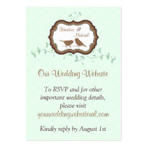Birds Leaves Mint Chocolate Wedding Website Insert business cards
