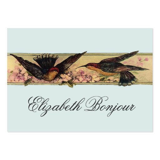Birds Meeting ~ Business Cards Spring Flowers (front side)