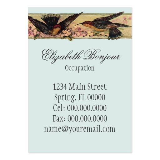 Birds Meeting ~ Business Cards Spring Flowers (back side)