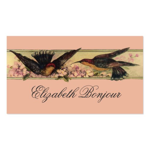 Birds Meeting ~ Business Cards Spring Flowers