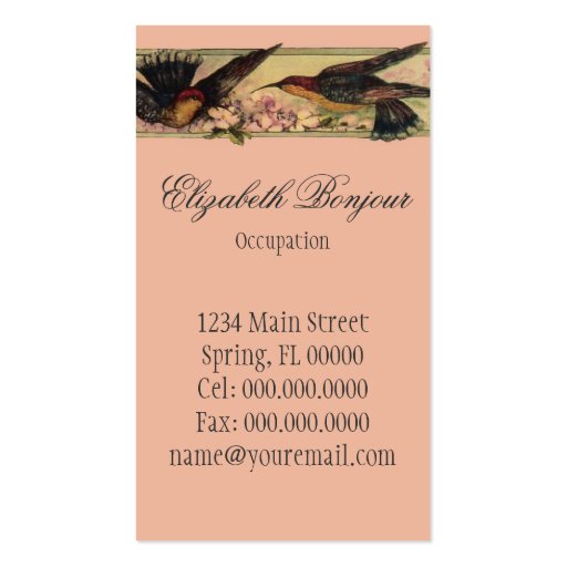 Birds Meeting ~ Business Cards Spring Flowers (back side)