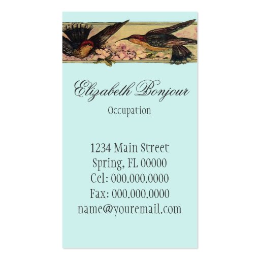 Birds Meeting ~ Business Cards Spring Flowers (back side)