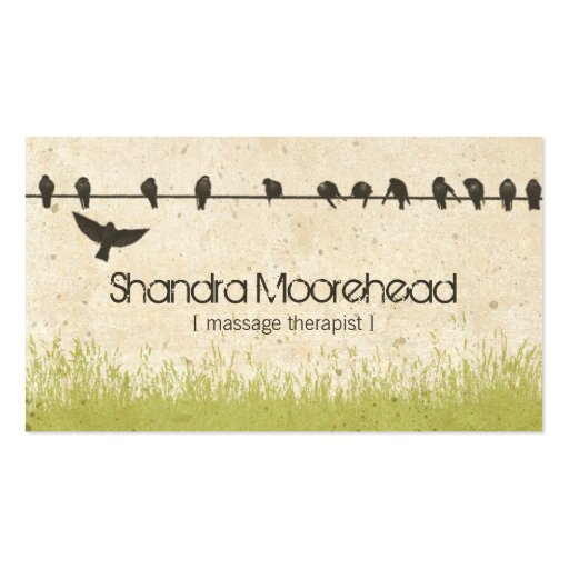 Birds Natural Massage Therapist Business Card (front side)