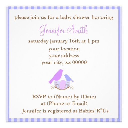 Birds Nest Baby Shower Announcements