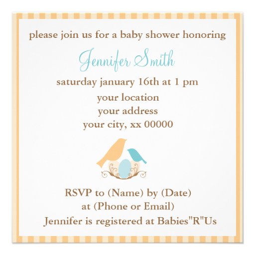 Birds Nest Baby Shower Custom Invite