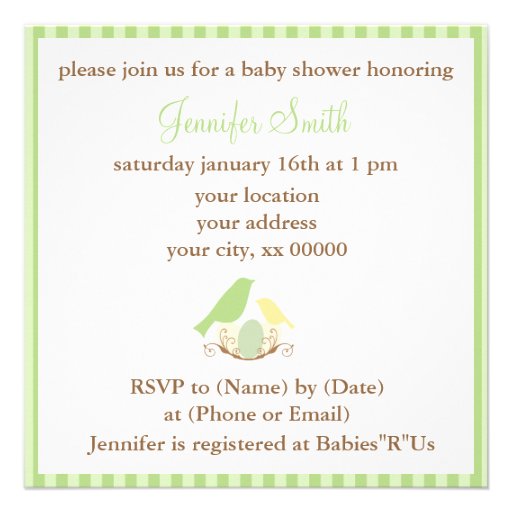 Birds Nest Baby Shower Invitations
