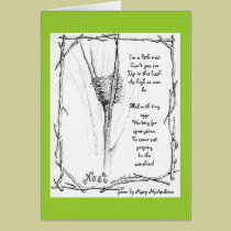 Birds Nest in Winter sketch in ink with poem cards