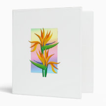 Birds of Paradise with Pastel Rainbow Background 3 Ring Binders