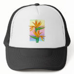 Birds of Paradise with Pastel Rainbow Background Mesh Hat