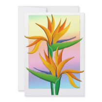 Birds of Paradise with Pastel Rainbow Background Invite