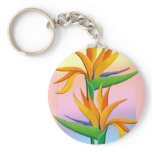 Birds of Paradise with Pastel Rainbow Background Keychains