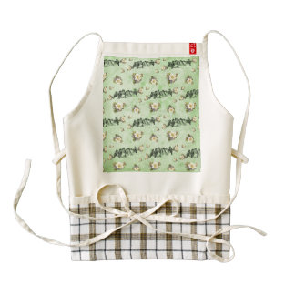 Birds on a Limb Floral on Green Zazzle HEART Apron