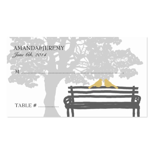 Birds on a Park Bench Wedding Seating Cards Business Card (front side)