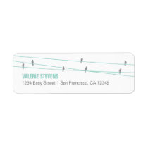 Birds on a Wire Address Label (Blue) labels