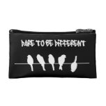 Birds on a wire – dare to be different (black) makeup bags