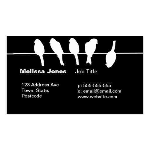 Birds on a wire â€“ dare to be different (black) business card templates