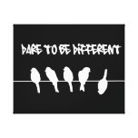 Birds on a wire – dare to be different (black) stretched canvas prints