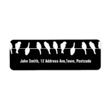 Birds on a wire – dare to be different (black) return address label