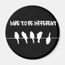 Birds on a wire – dare to be different (black) refrigerator magnet