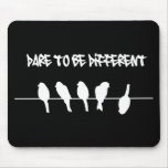 Birds on a wire – dare to be different (black) mousepads