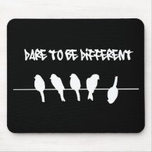 Birds on a wire – dare to be different (black) mousepads
