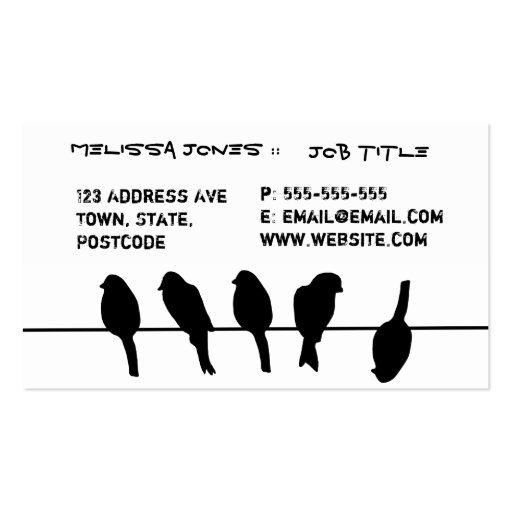 Birds on a wire â€“ dare to be different business card templates (front side)