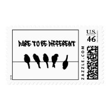 Birds on a wire – dare to be different stamp