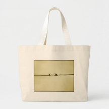 Birds on a Wire in Autumn Canvas Bags