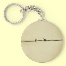 Birds on a Wire in Autumn keychains