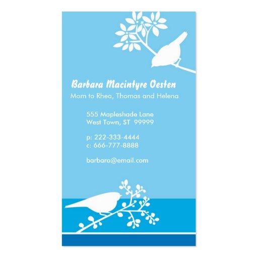 Birds on Branches Business Card (front side)
