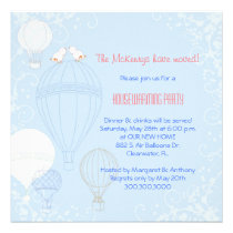 Birds on Hot Air Balloons Housewarming Party invitations