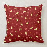 Birds on Red with Keys and Flowers pillows