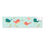 Birds on Stripes with Flowers bumper stickers