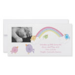 Birds & Rainbow Baby Birth Photo Announcement Customized Photo Card