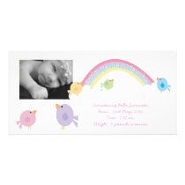 Birds & Rainbow Baby Birth Photo Announcement Customized Photo Card