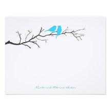 Birds Silhouettes Thank You Cards - Turquoise - Personalized Announcements