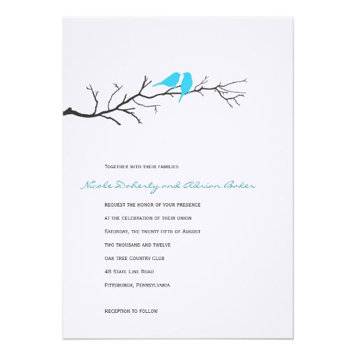 Birds Silhouettes Wedding Invitation - Turquoise -