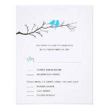 Birds Silhouettes Wedding RSVP cards - Turquoise - Announcement