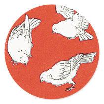 Birds Vintage Japanese Silk Label Round Stickers