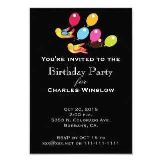 Birds With Balloons 3.5x5 Paper Invitation Card