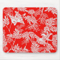 Birds with Leaves and Berries Mousepad, Red