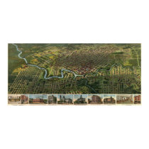 Birdseye map of Houston, Texas (1891) reprint posters