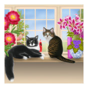 Birdwatching with Felix & Pansy Print print