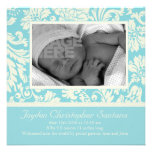 Birth Announcement - Baby blue floral invitations